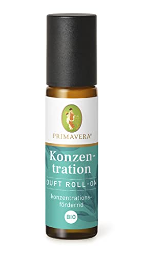 PRIMAVERA Duft Roll-On Konzentration bio 10 ml - Zitrone, Riesentanne und Salbei - Aromaöl, Duftöl, Aromatherapie für unterwegs - konzentrationsfördernd - vegan im Sale